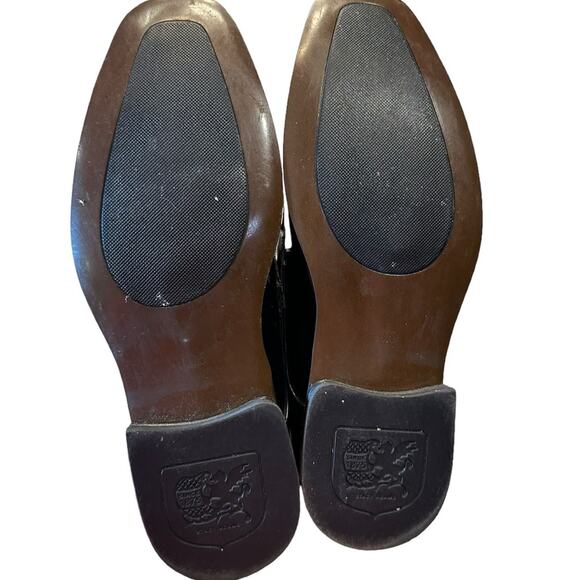 Stacy Adams Mens Size 10.5 Black Leather Slip On Loafers with Silver Buckle - Picture 7 of 9